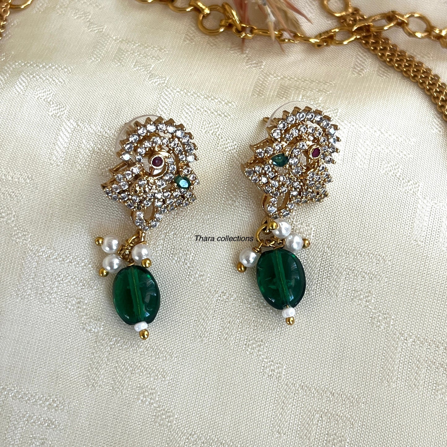 Gold-Plated Peacock Design Necklace Set – A Statement of Elegance