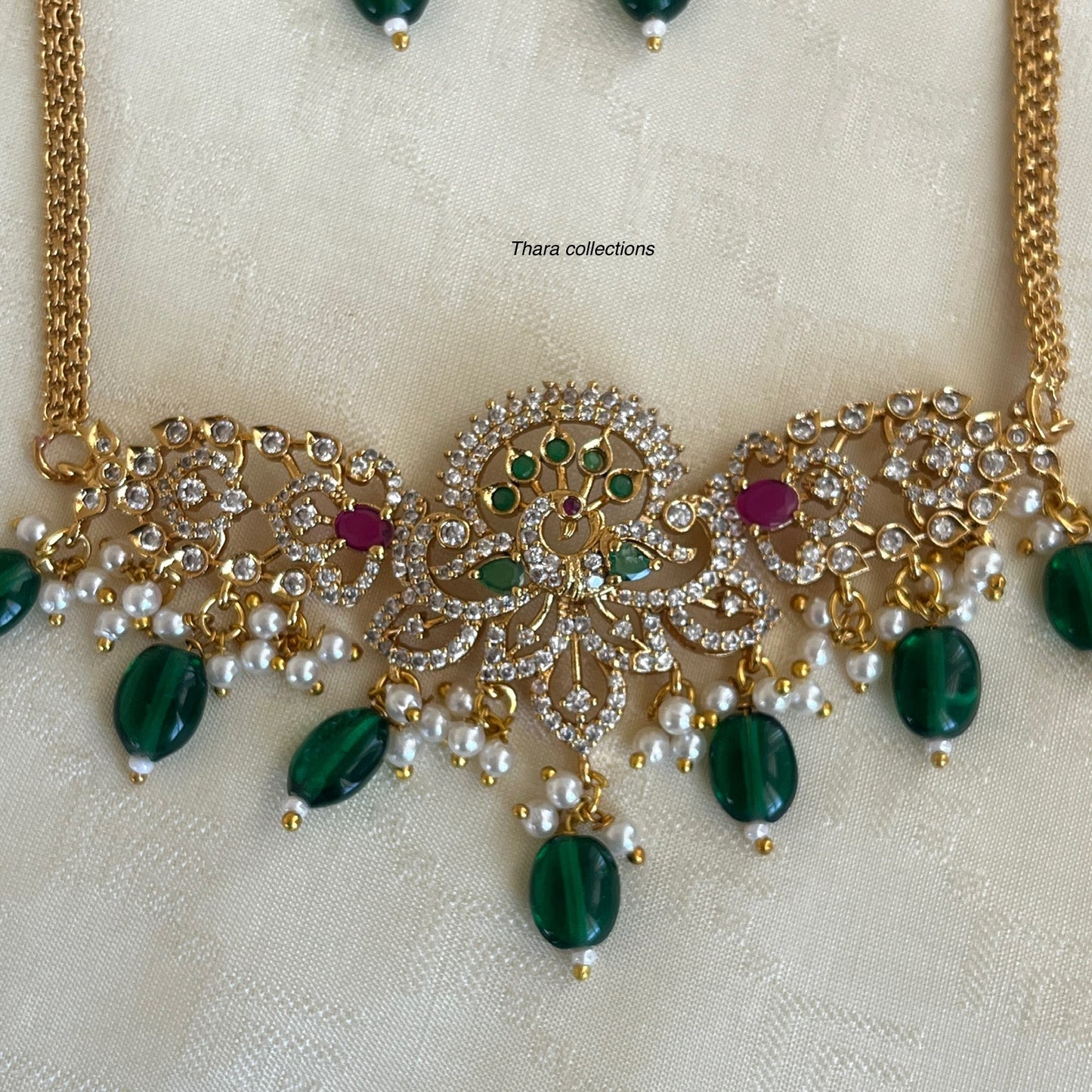Gold-Plated Peacock Design Necklace Set – A Statement of Elegance